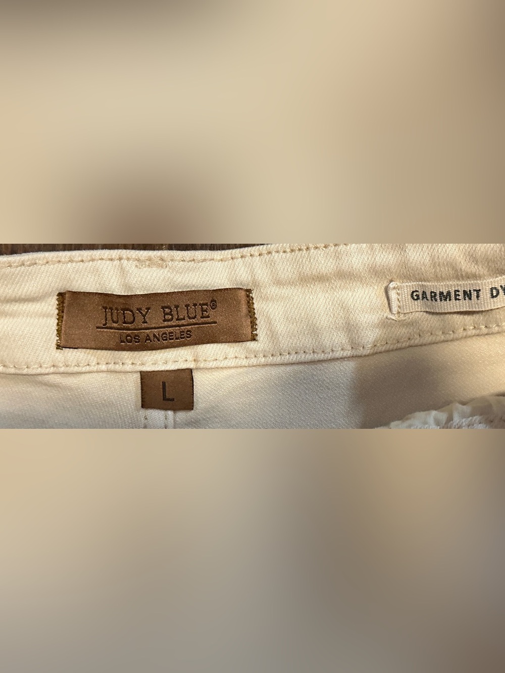 Judy Blue Light Tan Denim Shorts High Waist Women’s L - Picture 3 of 4